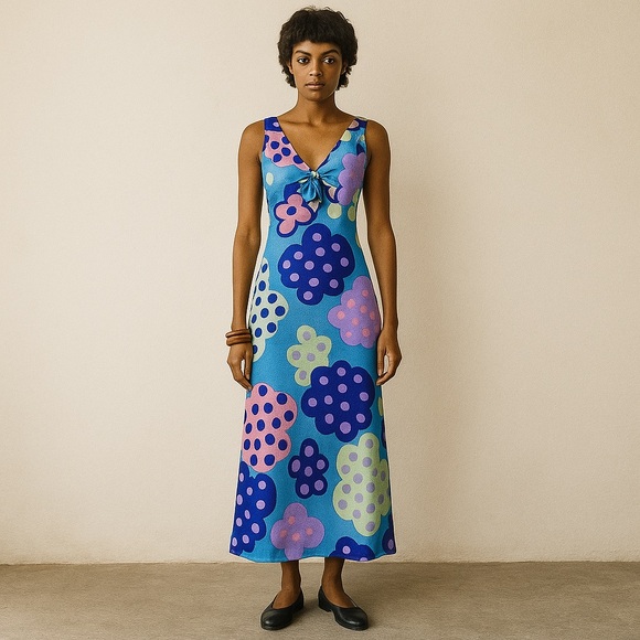 Vintage 60s 70s midi dress. Xs small. - Picture 1 of 9